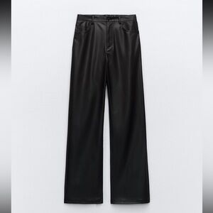 Women’s Zara Black Faux Leather Straight-Leg Pants